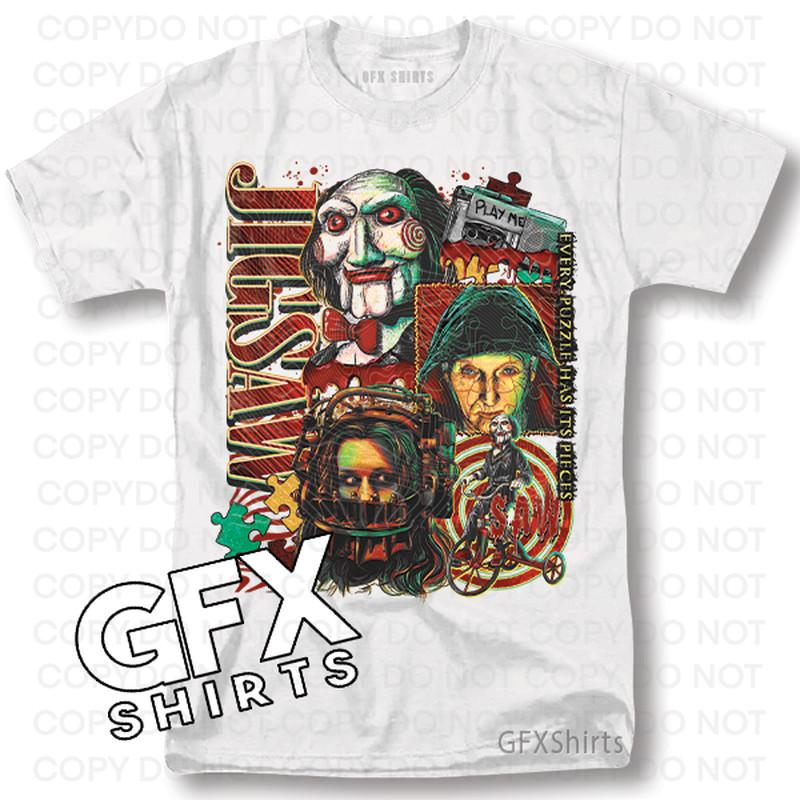 Футболка с принтом Пила Хоррор Классический Хоррор Винтажный Графический Дизайн L